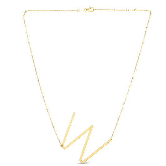 Royal Chain 14K Gold Large Initial W Necklace RCW10908