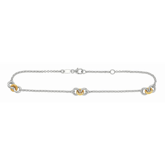 Royal Chain 14K & Silver Stationed Circles Anklet RDA129