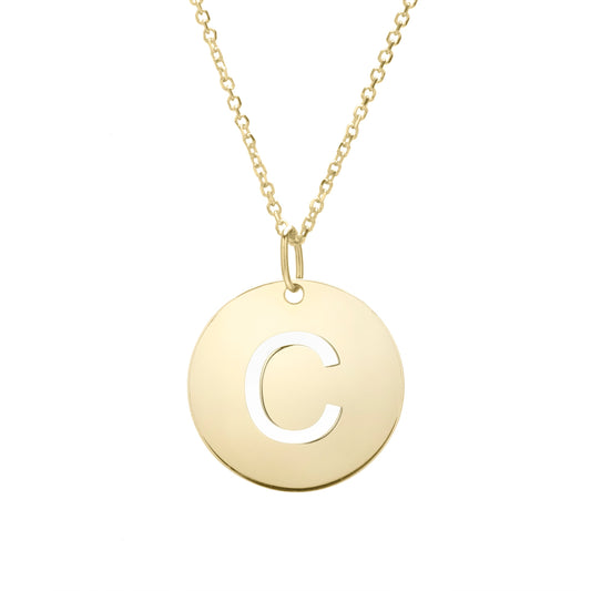 Royal Chain 14K Gold Disc Initial C Necklace SETC2932