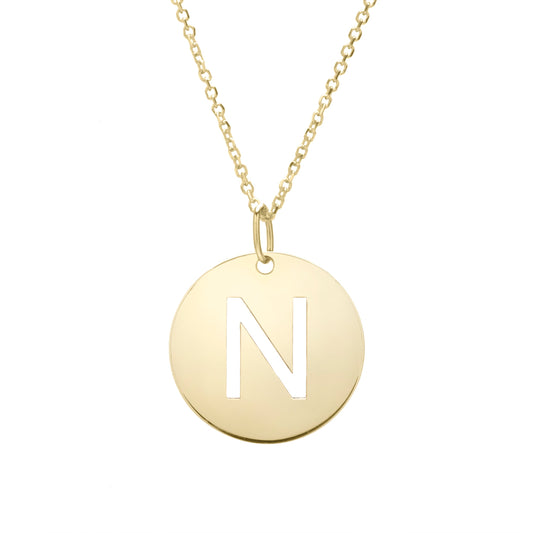 Royal Chain 14K Gold Disc Initial N Necklace SETN2932