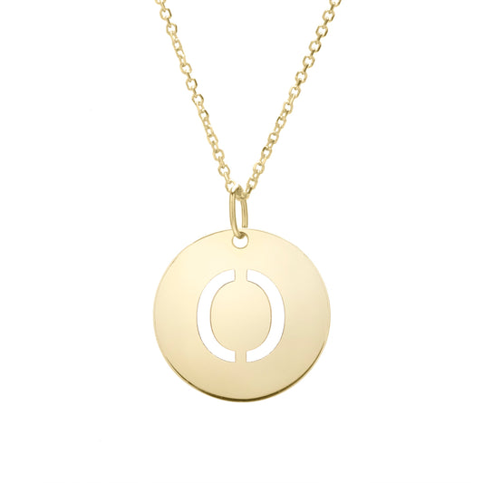 Royal Chain 14K Gold Disc Initial O Necklace SETO2932