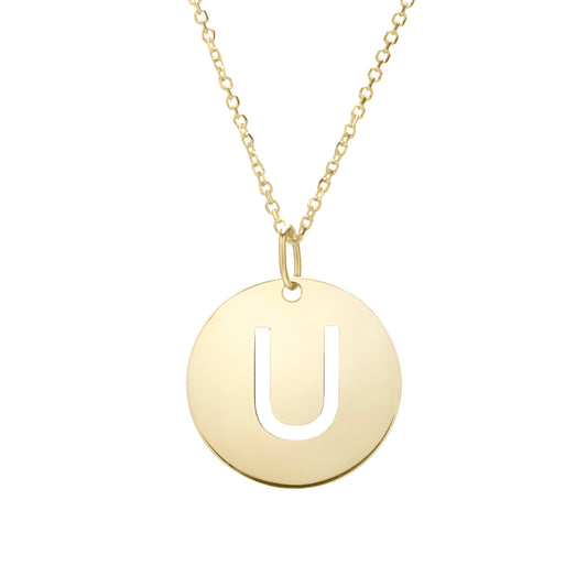 Royal Chain 14K Gold Disc Initial U Necklace SETU2932