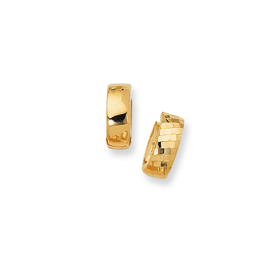 Royal Chain 14K Gold Reversible Diamond Cut & Polished Huggie Earring SN65
