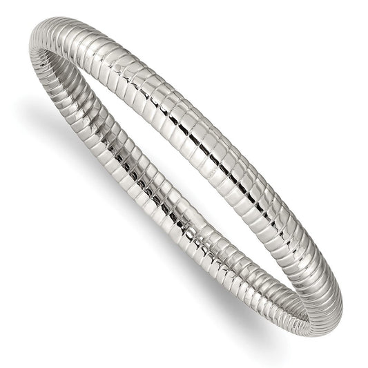 Chisel Stainless Steel Polished and Textured Hollow Bangle SRB1084