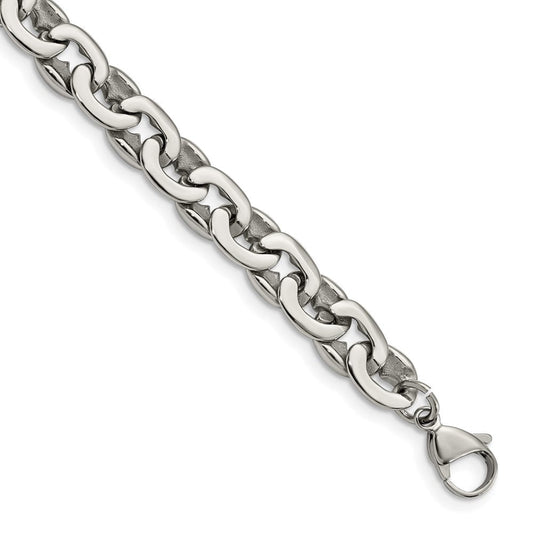 Chisel Stainless Steel Polished 8.25 inch Oval Link Bracelet SRB1091-8.25