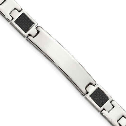 Chisel Stainless Steel Brushed and Polished Black Carbon Fiber Inlay 8.5 inch ID Bracelet SRB120-8.5