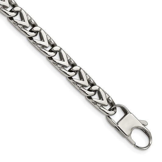 Chisel Stainless Steel Polished 8mm 8.5 inch Fancy Link Bracelet SRB1269-8.5
