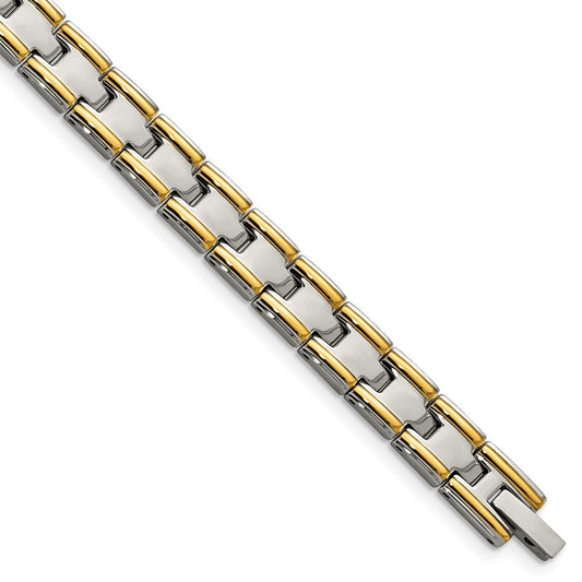Chisel Stainless Steel Polished Yellow IP-plated 8.5 inch Link Bracelet SRB153-8.5