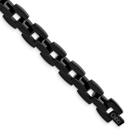 Chisel Stainless Steel Polished Black IP-plated 9 inch Bracelet SRB165-9