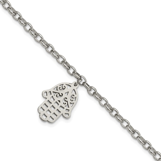 Chisel Stainless Steel Polished Chamseh/Hamsa 7 inch Bracelet SRB1850-7