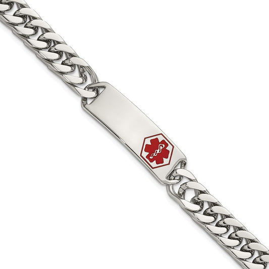 Chisel Stainless Steel Polished with Red Enamel Medical ID 8.5 inch Bracelet SRB2196-8.5