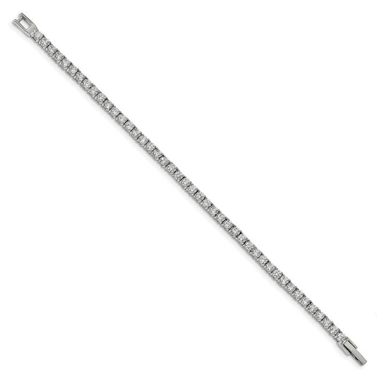 Chisel Stainless Steel Polished CZ 7.5 inch Tennis Bracelet SRB2202-7.5