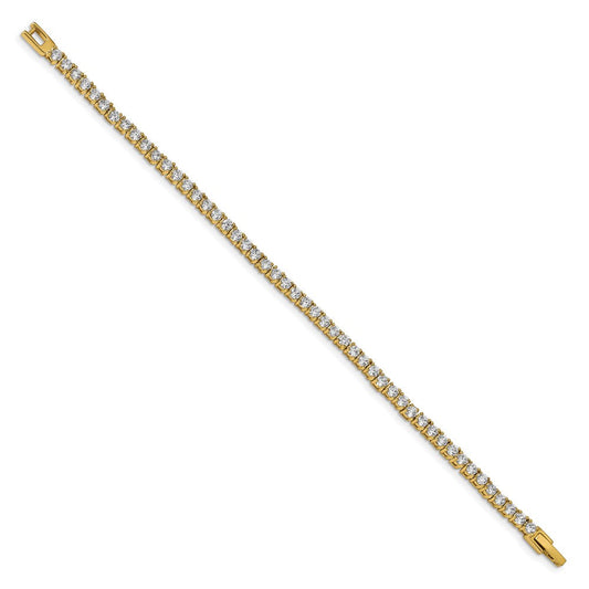 Chisel Stainless Steel Polished Yellow IP-plated CZ 7.5 inch Tennis Bracelet SRB2203-7.5