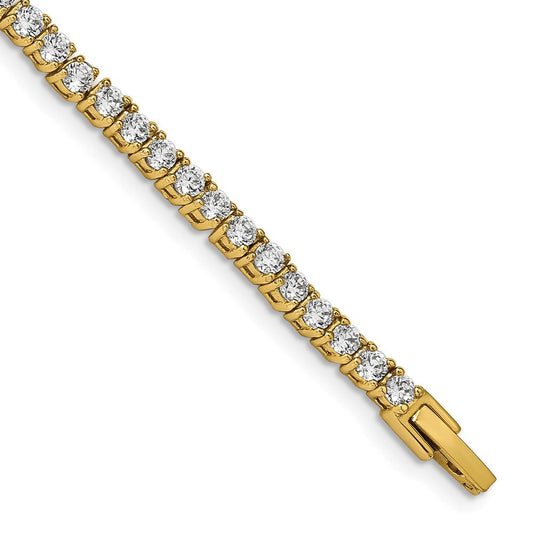 Chisel Stainless Steel Polished Yellow IP-plated CZ 7.5 inch Tennis Bracelet SRB2203-7.5