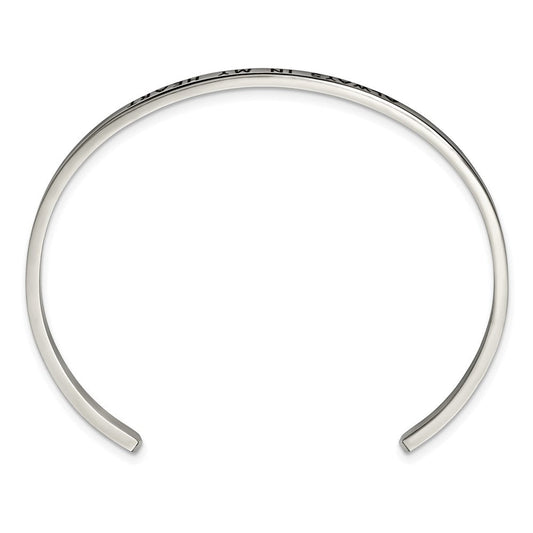 Chisel Stainless Steel Polished and Enameled with Crystal ALWAYS IN MY HEART 3mm Bangle SRB2672