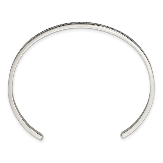 Chisel Stainless Steel Polished and Enameled with Crystal LOVE IS ALL YOU NEED 3mm Cuff Bangle SRB2674