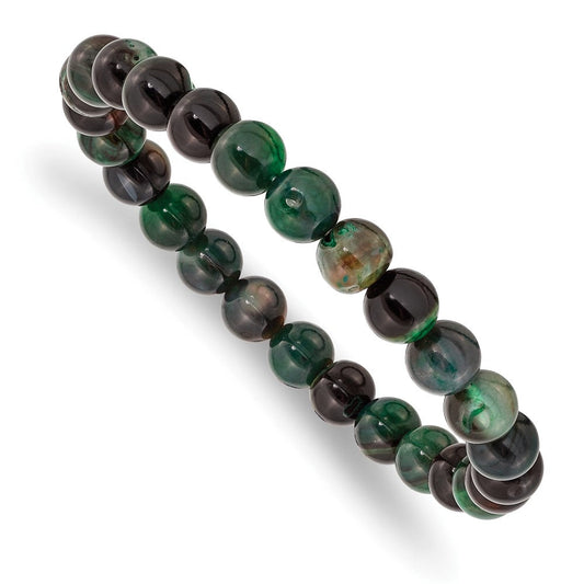 Chisel 8mm Aquatic Agate Beaded Stretch Bracelet SRB2855