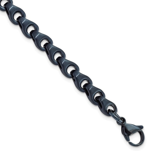 Chisel Stainless Steel Brushed Dark Grey/Blue IP-plated 5.75mm 8.5 inch Bracelet SRB3041-8.5
