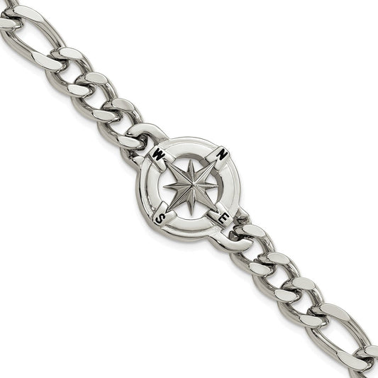 Chisel Stainless Steel Polished Compass 8.75 inch Bracelet SRB3075-8.75