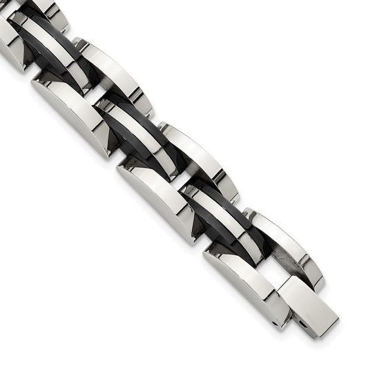Chisel Stainless Steel Polished Black IP-plated 8.5 inch Bracelet SRB3156-8.5