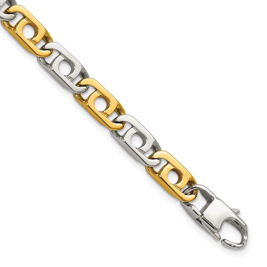 Chisel Stainless Steel Polished Yellow IP-plated 6mm 8.5 inch Anchor Chain Bracelet SRB3312-8.5