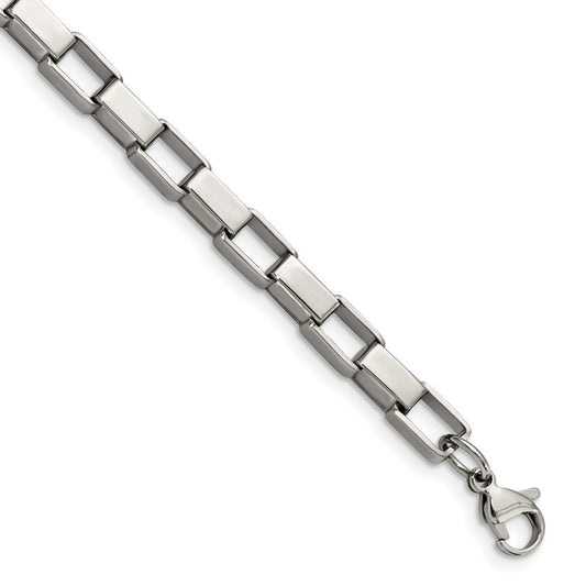 Chisel Stainless Steel Polished 8 inch Square Link Bracelet SRB371-8