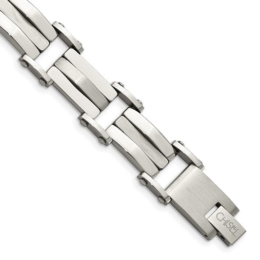 Chisel Stainless Steel Brushed and Polished 8.5 inch Link Bracelet SRB494-8.5