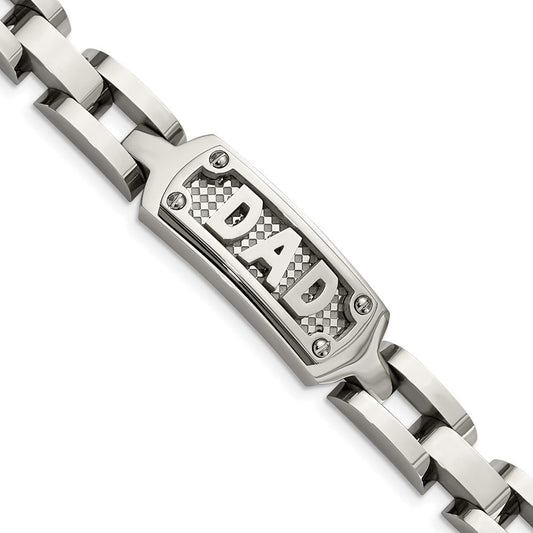 Chisel Stainless Steel Polished and Textured DAD 8.5 inch Bracelet SRB929-8.5