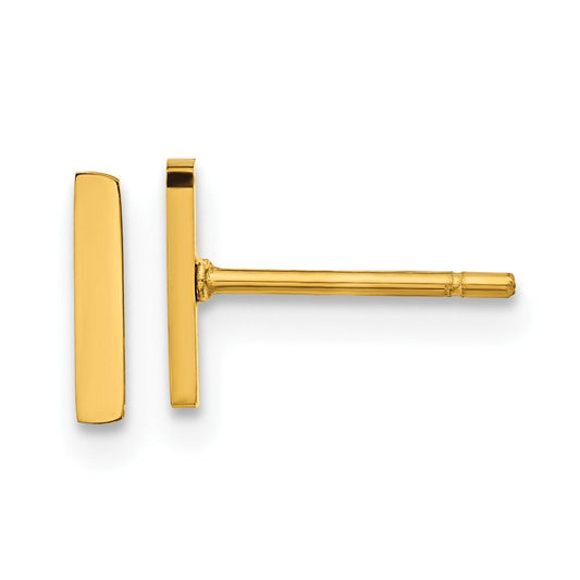 SRE1633Y Chisel Stainless Steel Polished Yellow IP-plated Vertical Bar Earrings