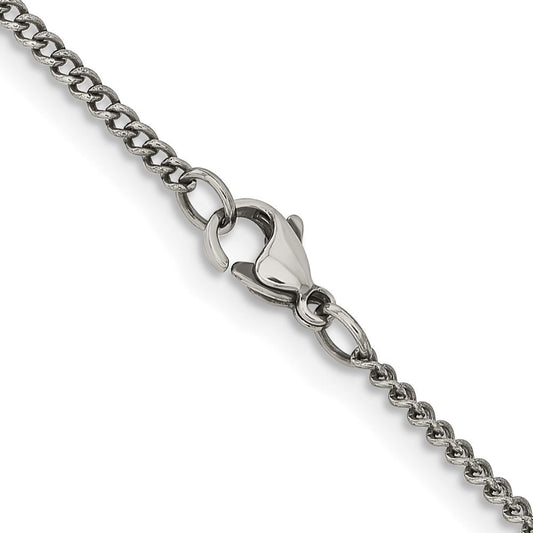 Chisel Stainless Steel Antiqued 2mm 22 inch Round Curb ChainSRN1006