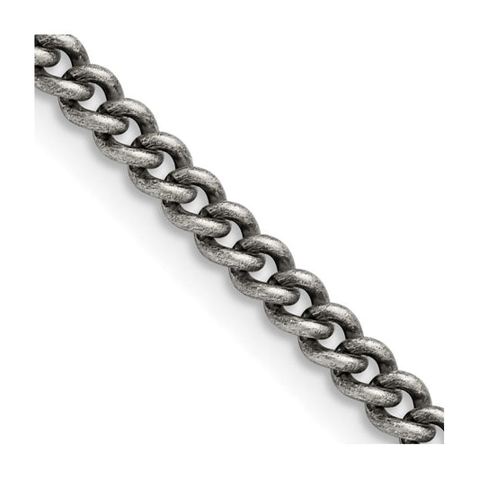 Chisel Stainless Steel Antiqued 4mm 18 inch Round Curb ChainSRN1007