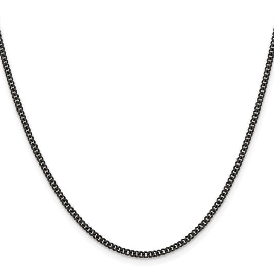 Chisel Stainless Steel Polished Black IP-plated 2.25mm 18 inch Round Curb ChainSRN1607