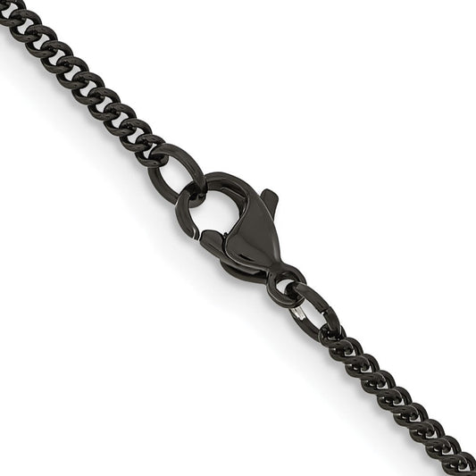 Chisel Stainless Steel Polished Black IP-plated 2.25mm 20 inch Round Curb ChainSRN1607