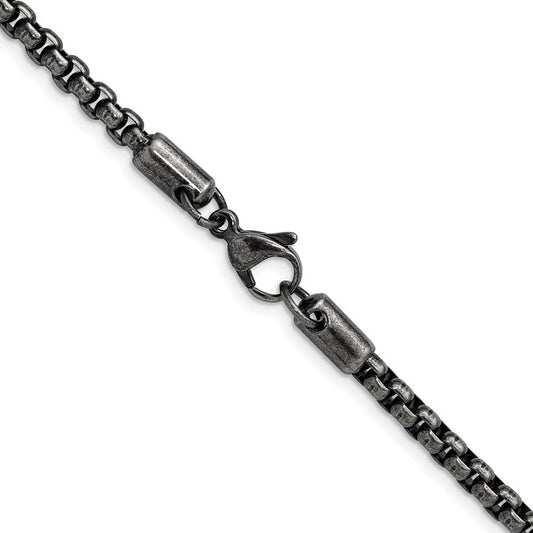 Chisel Stainless Steel Antiqued and Polished 3.9mm 22 inch Rounded Box ChainSRN1893