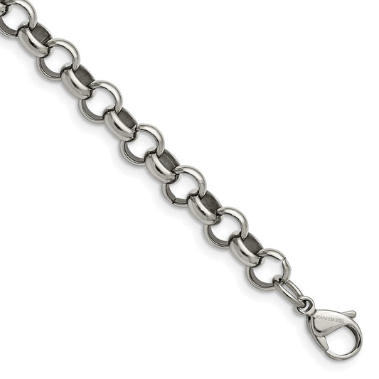 Chisel Stainless Steel Polished 8mm 7.75 inch Rolo Chain SRN232-7.75
