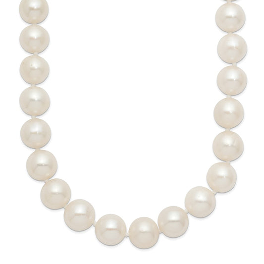 Chisel Stainless Steel Polished 9-10mm Hand Knotted White Round Freshwater Cultured Pearl 24 inch NecklaceSRN3161-24