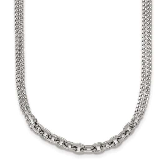 Chisel Stainless Steel Polished Two-Strand 18 inch Plus 2 inch Extension NecklaceSRN3342-18
