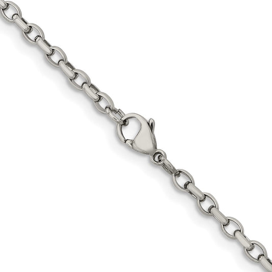 Chisel Stainless Steel Polished 3.2mm 24 inch Cable ChainSRN656