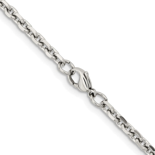Chisel Stainless Steel Polished 4.3mm 24 inch Cable ChainSRN659
