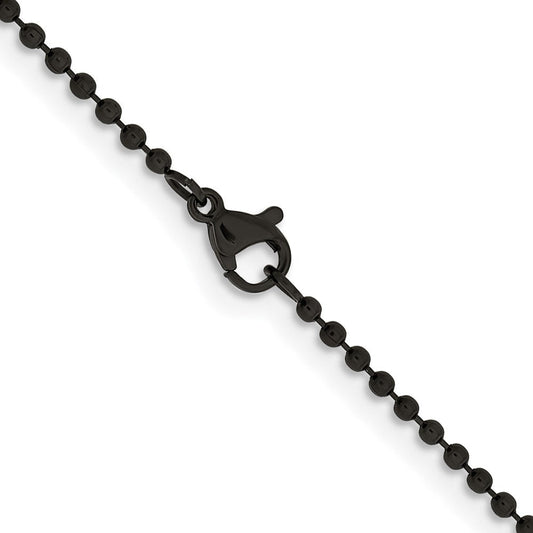 Chisel Stainless Steel Polished Black IP-plated 2mm 24 inch Ball ChainSRN667