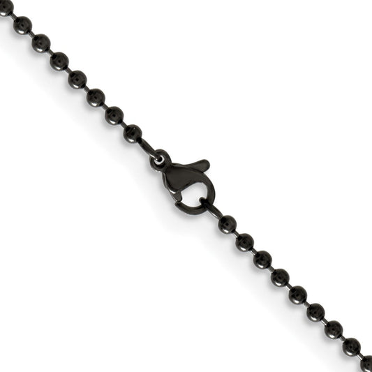 Chisel Stainless Steel Polished Black IP-plated 2.4mm 22 inch Ball ChainSRN668BP