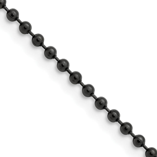 Chisel Stainless Steel Polished Black IP-plated 2.4mm 18 inch Ball ChainSRN668BP