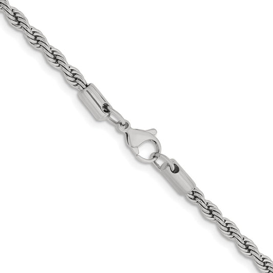 Chisel Stainless Steel Polished 4mm 22 inch Rope ChainSRN673