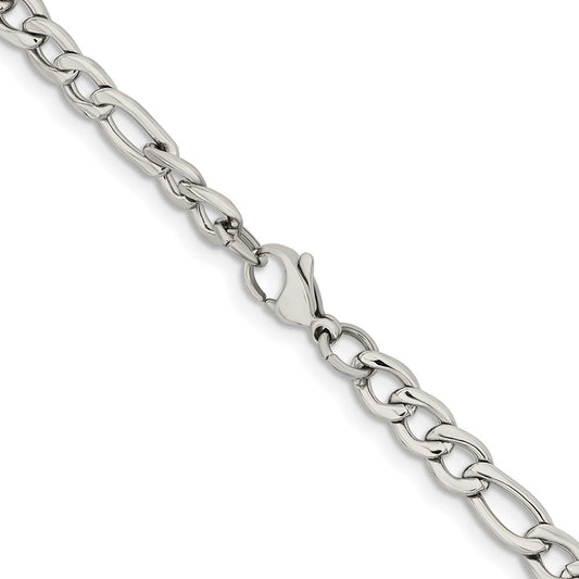Chisel Stainless Steel Polished 6.3mm 24 inch Figaro ChainSRN680
