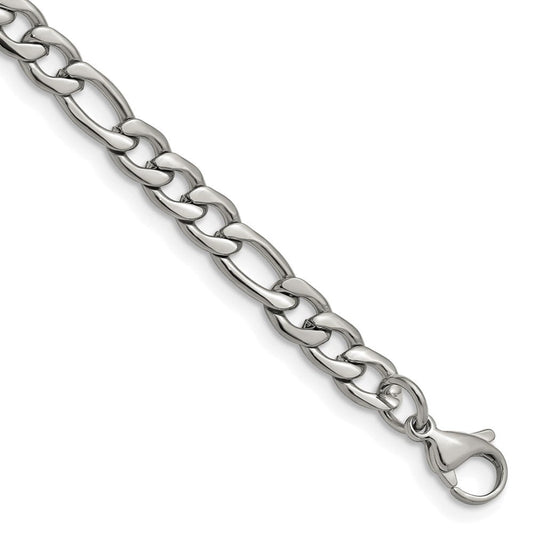 Chisel Stainless Steel Polished 6.3mm 8 inch Figaro Chain SRN680-8