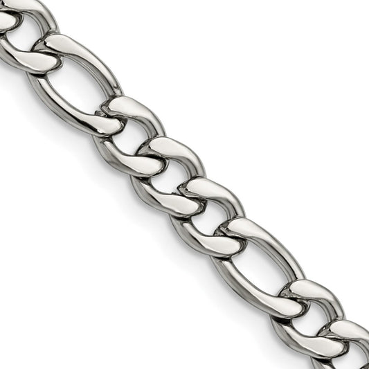 Chisel Stainless Steel Polished 6.75mm 20 inch Figaro ChainSRN681