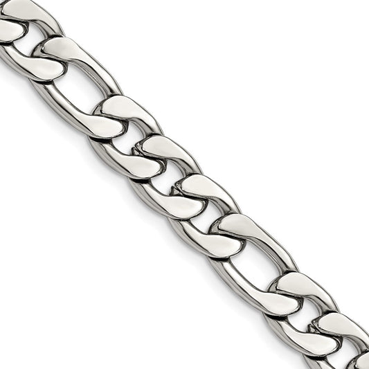 Chisel Stainless Steel Polished 8.75mm 22 inch Figaro ChainSRN682