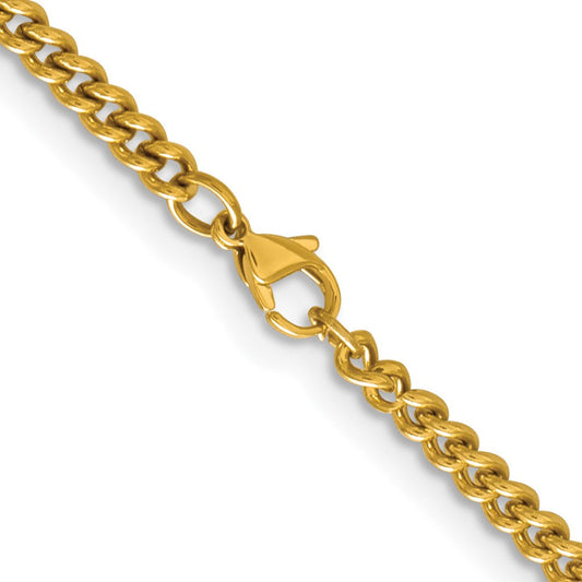 Chisel Stainless Steel Polished Yellow IP-plated 4mm 22 inch Round Curb ChainSRN686GP