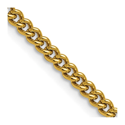 Chisel Stainless Steel Polished Yellow IP-plated 4mm 18 inch Round Curb ChainSRN686GP