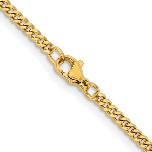 Chisel Stainless Steel Polished Yellow IP-plated 3mm 22 inch Curb ChainSRN688GP